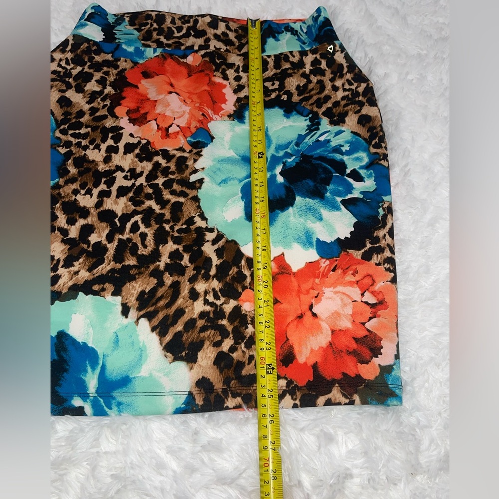Thalia Sodi floral leopard stretch pencil skirt EUC woman’s size XL - Picture 3 of 8